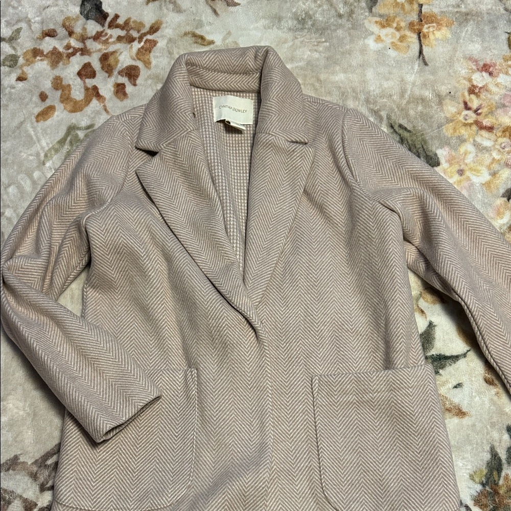 Cynthia Rowley Light Beige Herringbone Blazer